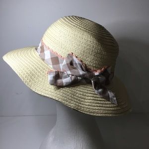 Tahari Women’s Beach Sun Gardening Gingham Trimmed Hat NWT